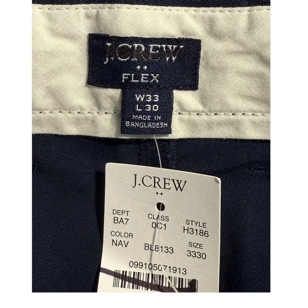 J Crew Straight Fit Flex Chino‎ Pants Navy Blue Mens 33x30 NWT